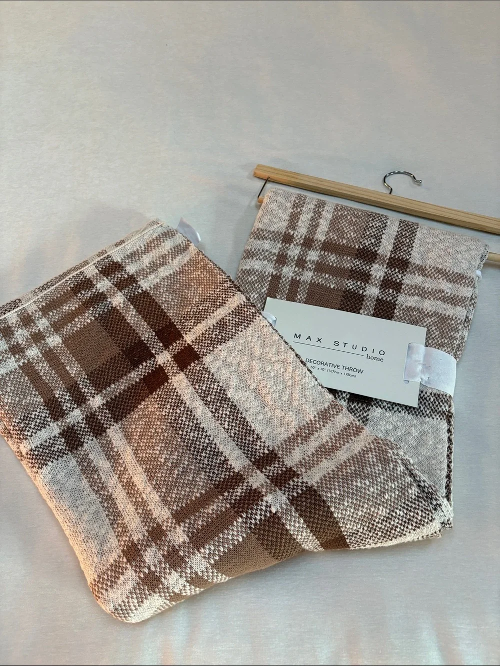 Double Knit Plaid Throw/ Blanket - reversible  - 💯 cotton - brand new